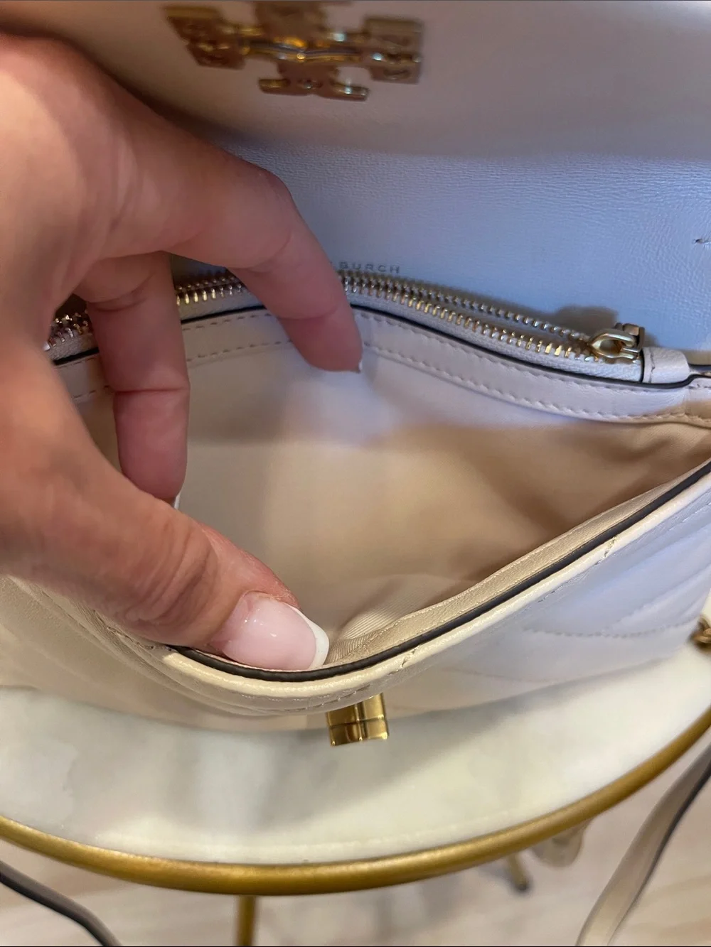 Tory Burch Cream Kira Chevron Crossbody Bag